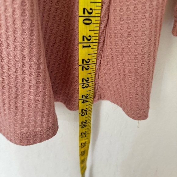 Love Fire Dusty Rose Solid Long Sleeve Waffle lace Knit M - Picture 7 of 8